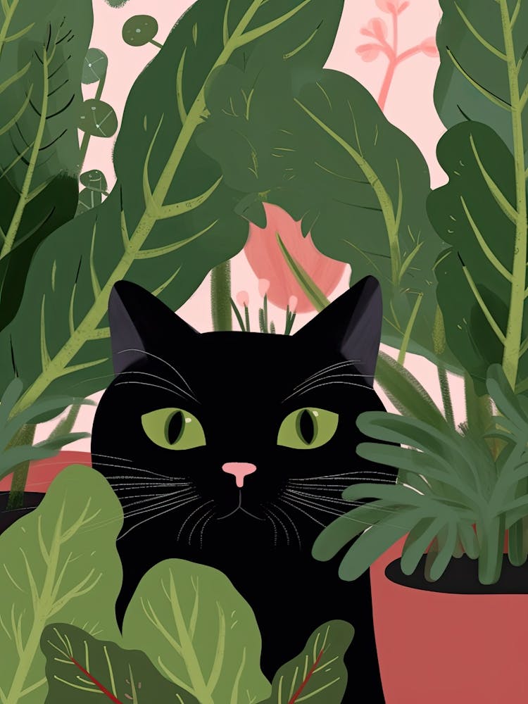 Black Cat And House Plants 7