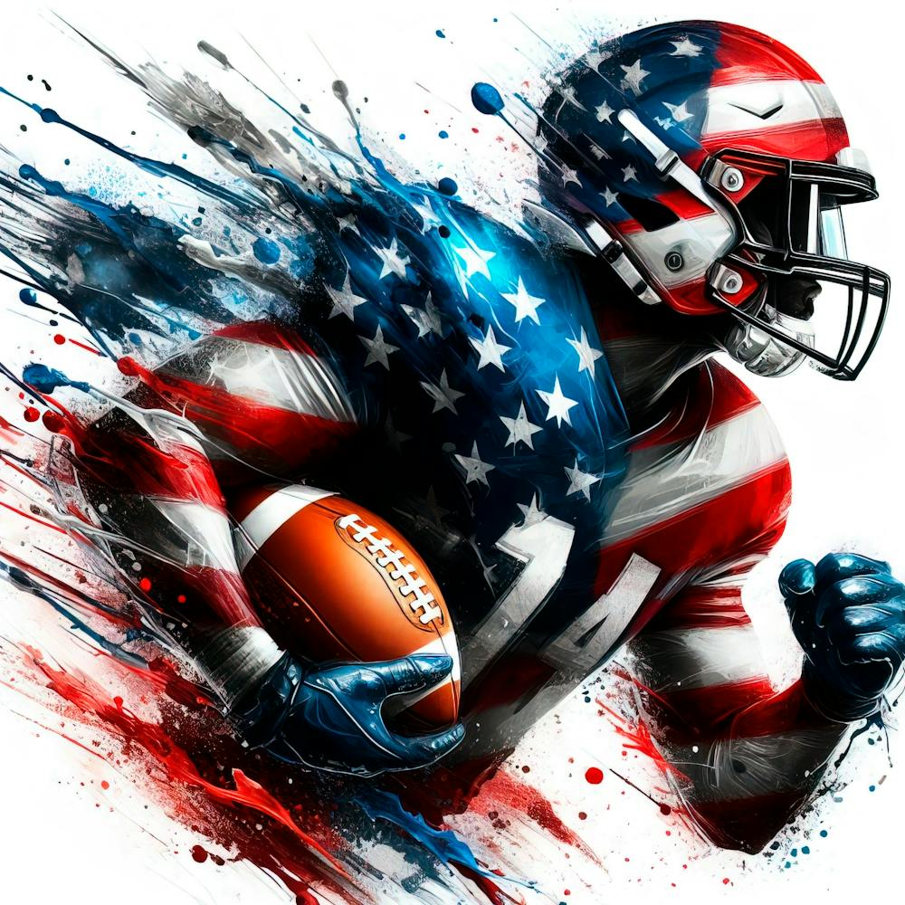 American Football Player In Watercolor 2