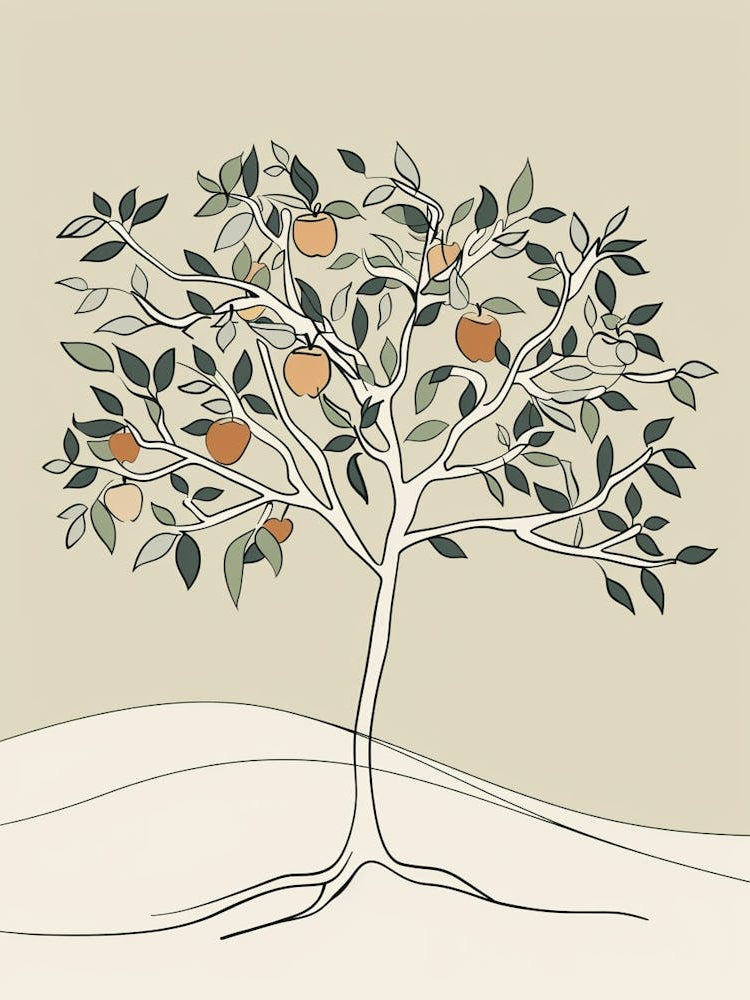 Apple Tree Minimalistic Drawing 3