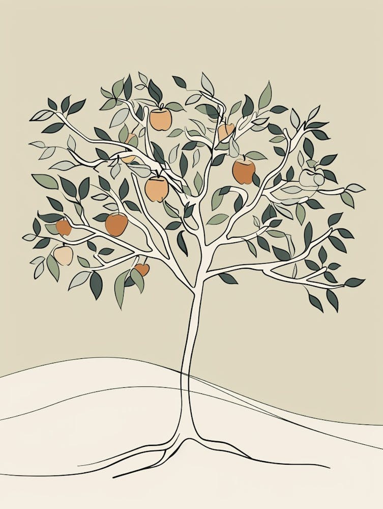 Apple Tree Minimalistic Drawing 3