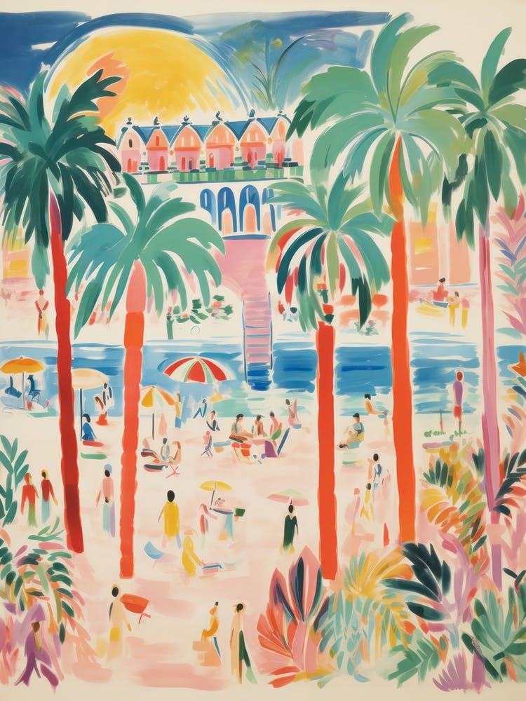 Rimini   Italy Beach Club Lido Watercolour 1