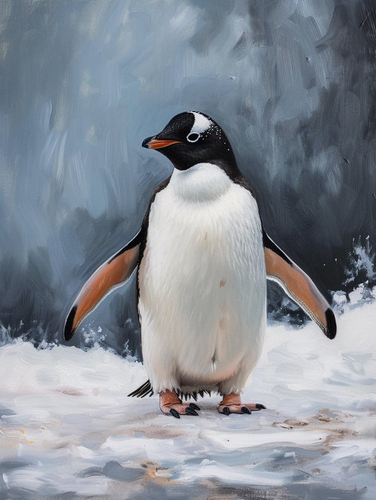Adlie Penguin Cuverville Island Oil Painting 4