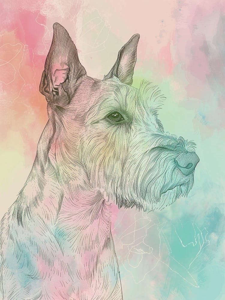 Pastel Irish Terrier Dog Pastel Illustration 1