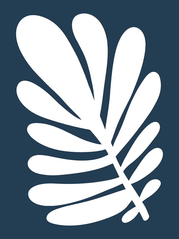 Palm Leaf Organic White and Dark Blue