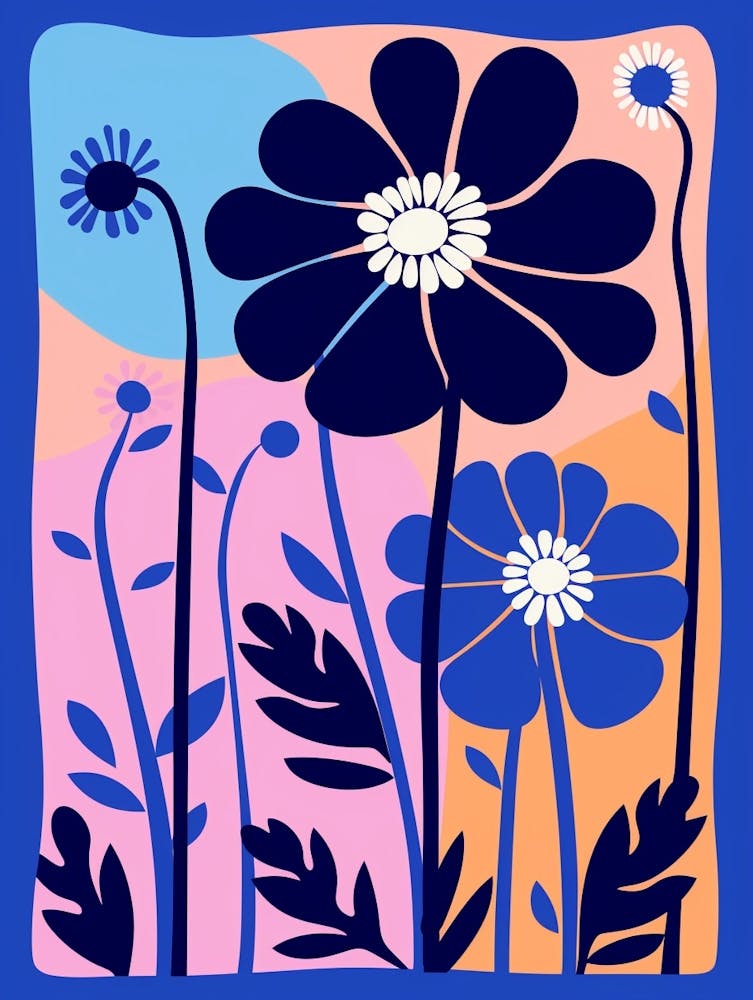 Blue Flower Illustration Cosmos 3