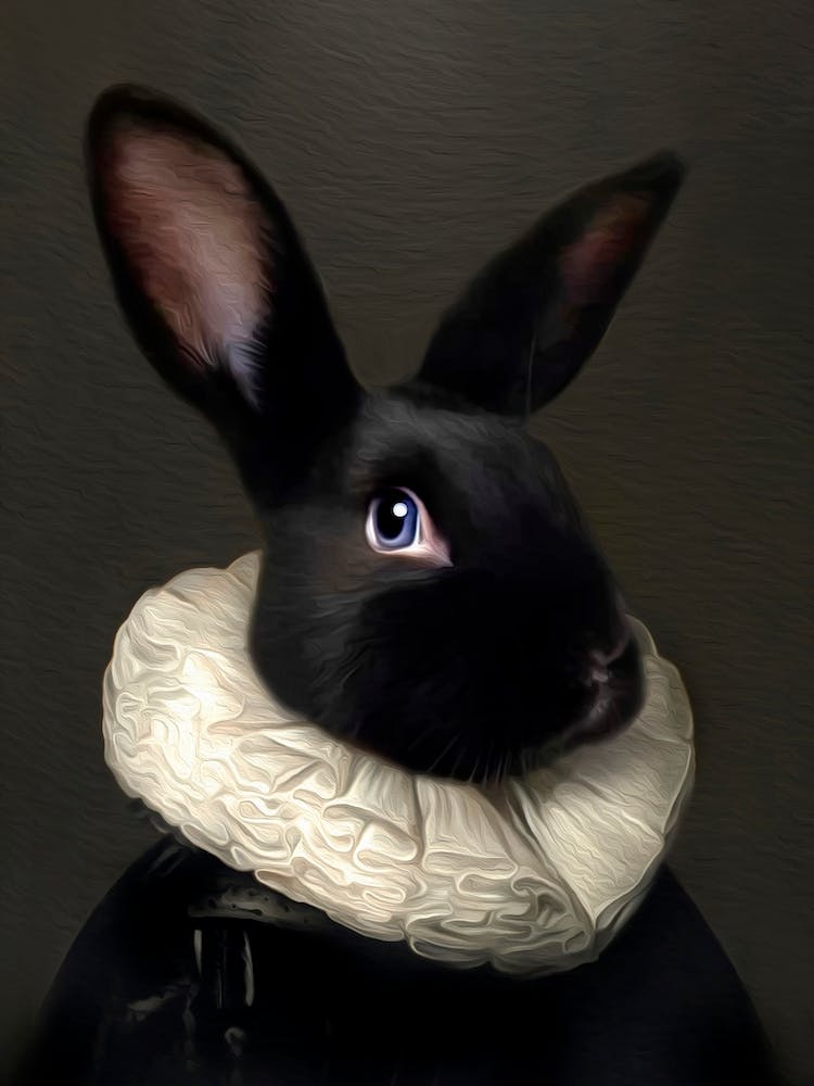 Dutch Master Harper Rabbit With White Collar Pet Portraits