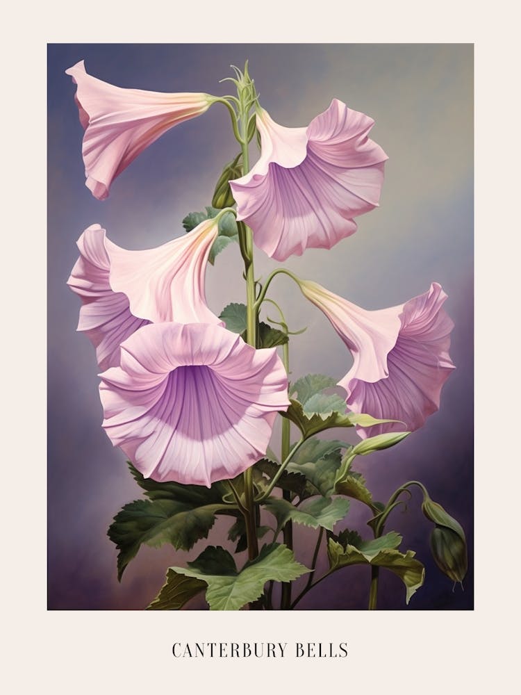 Floral Illustration Canterbury Bells Poster