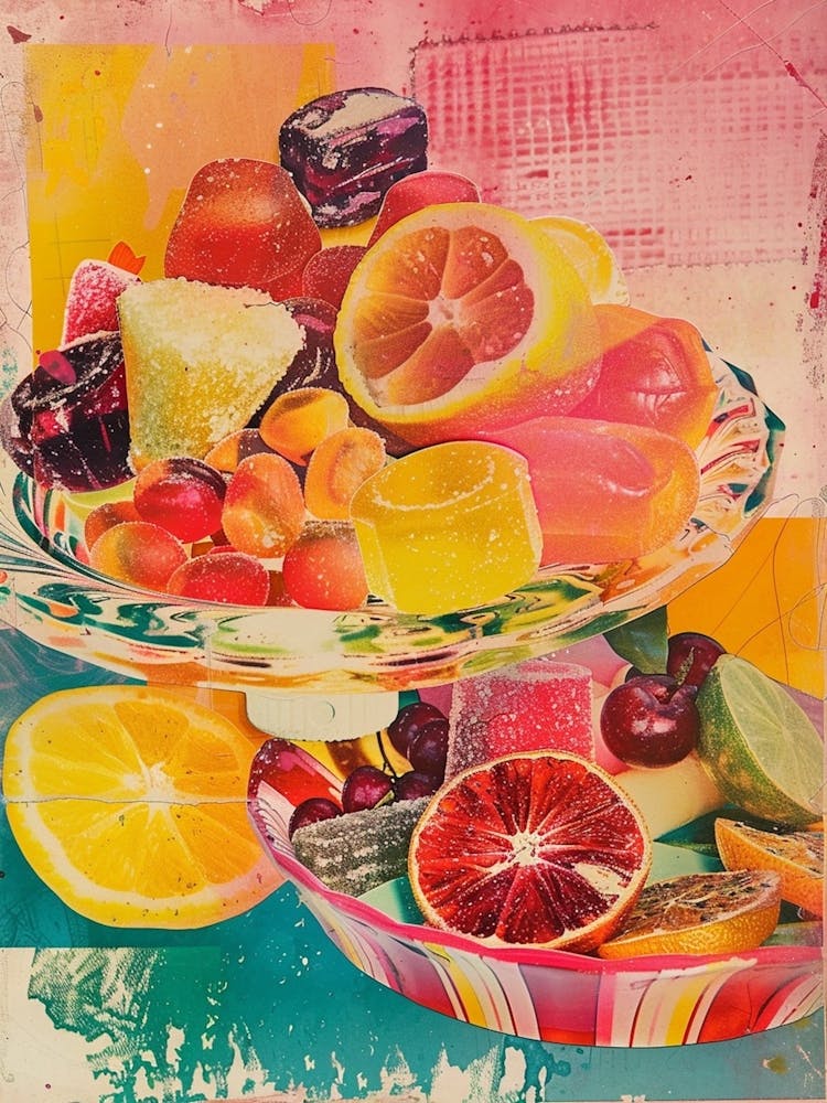 Fruity Jelly Candy Retro Collage 1