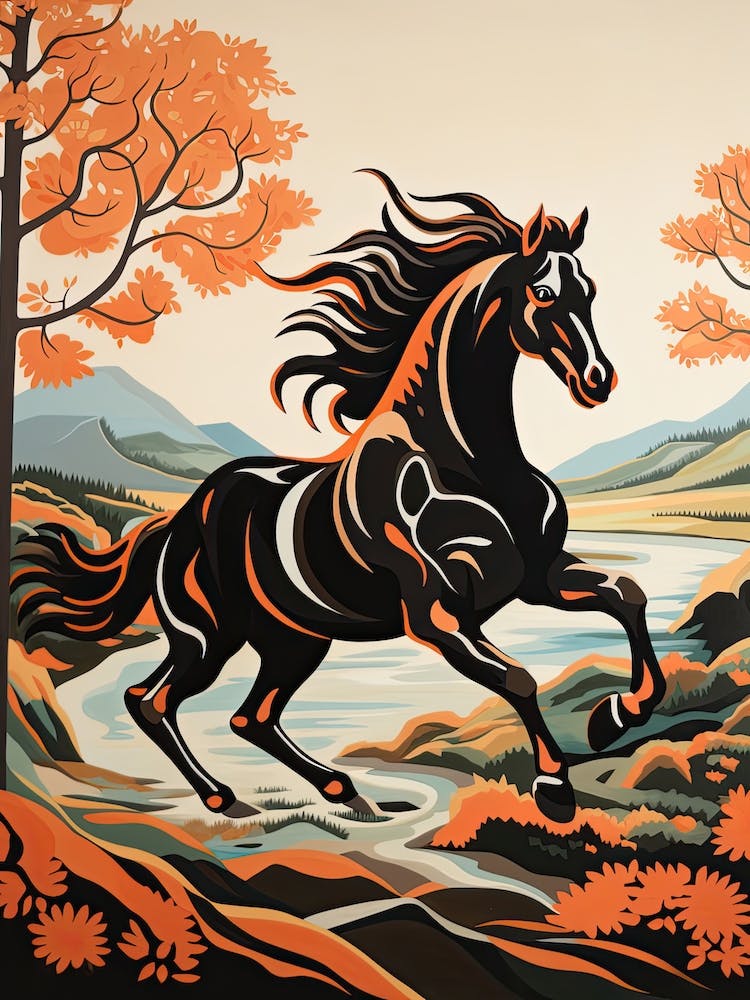 A Horse Painting In The Style Of Gouache Painting 1
