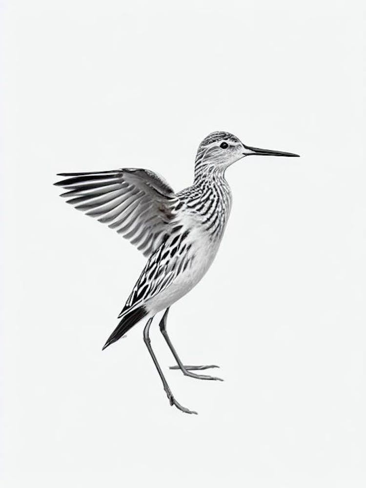 Dunlin B&W Pencil Drawing 1 Bird
