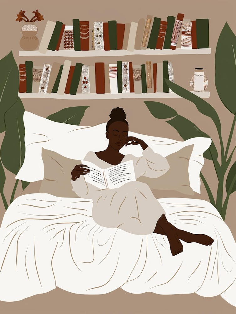 Woman Reading In Bed