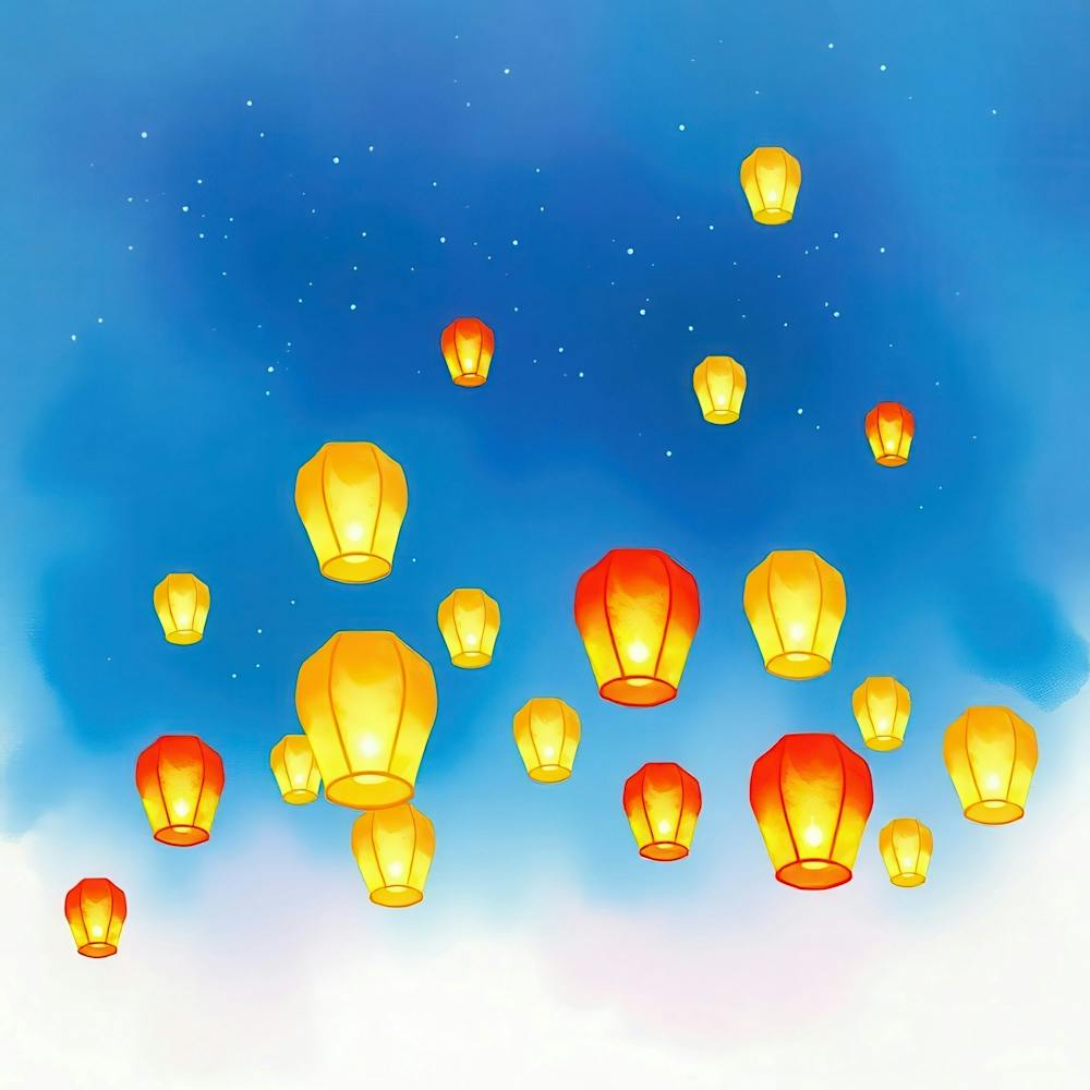 Chinese Lanterns In The Sky