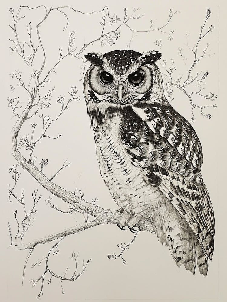 Spotted Owl Drawing 2