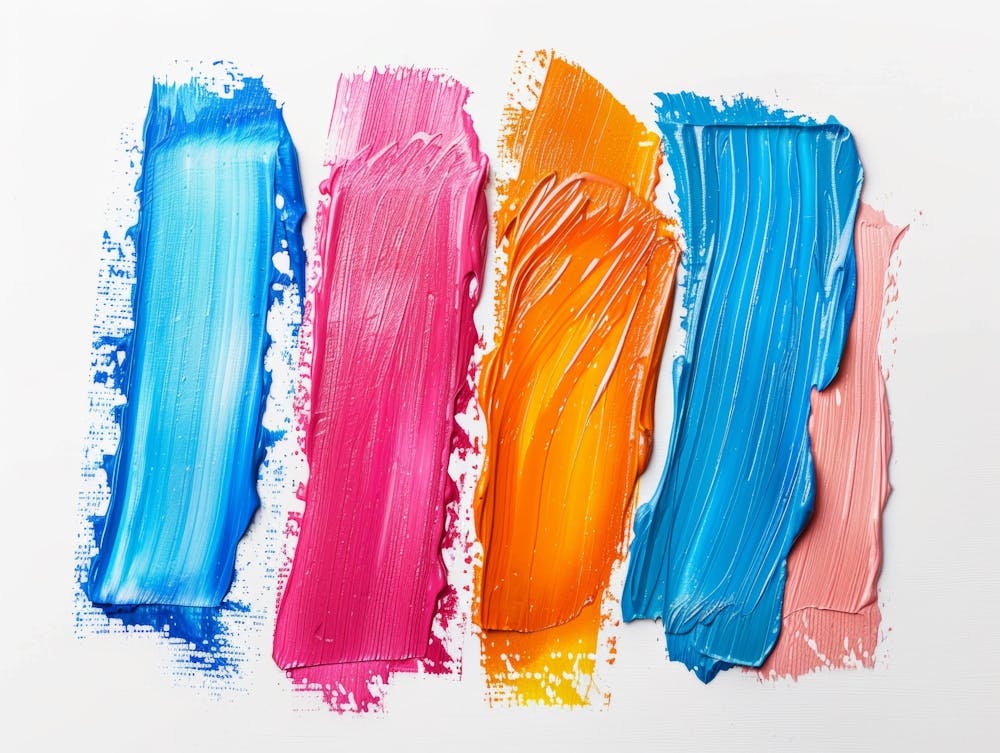 Colorful Paint Strokes On White Background