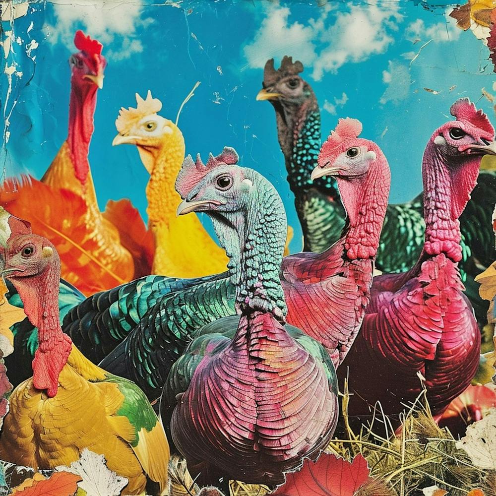 Retro Rainbow Turkey Collage 1