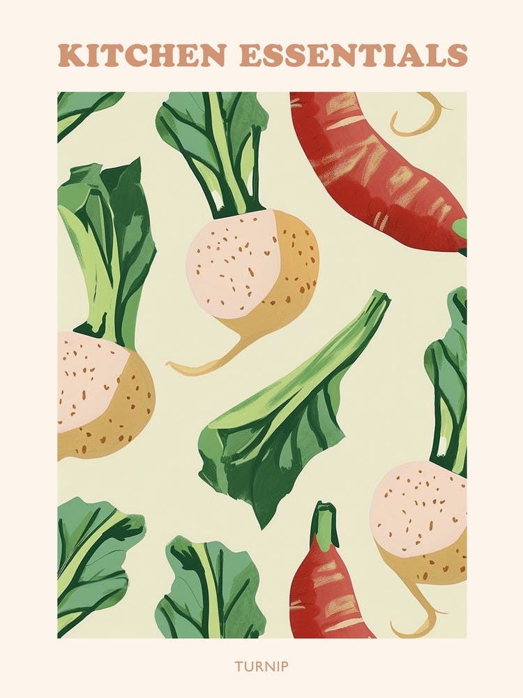 Turnip Root Vegetable Pattern Illustration Poster 2
