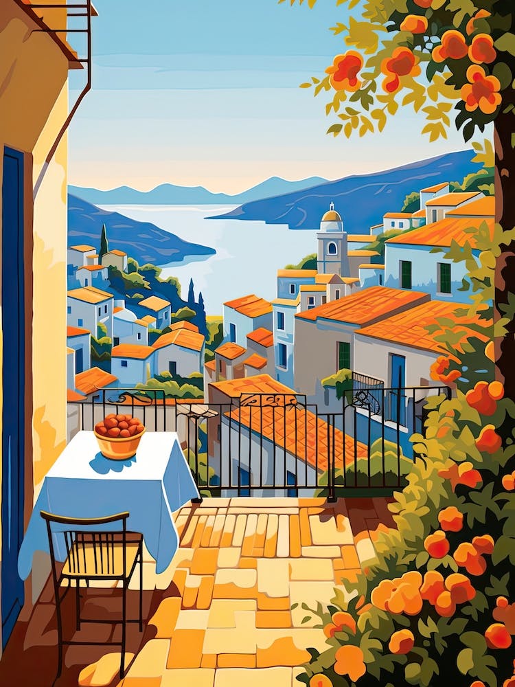 Amalfi Coast, Italy, Grafische Illustration 1