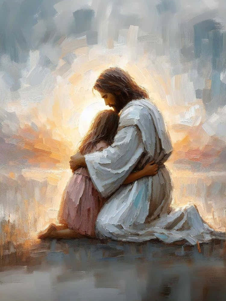 A New Day, Christian Art, Jesus With Girl, Jesus Portrait Painting, Digital Lds Art, Bible Painting, Good Shepherd Art, Jesus With Children