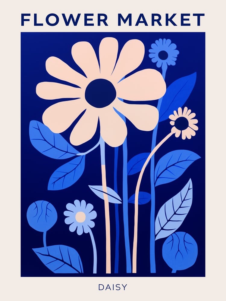 Blue Flower Market Poster Daisy 4