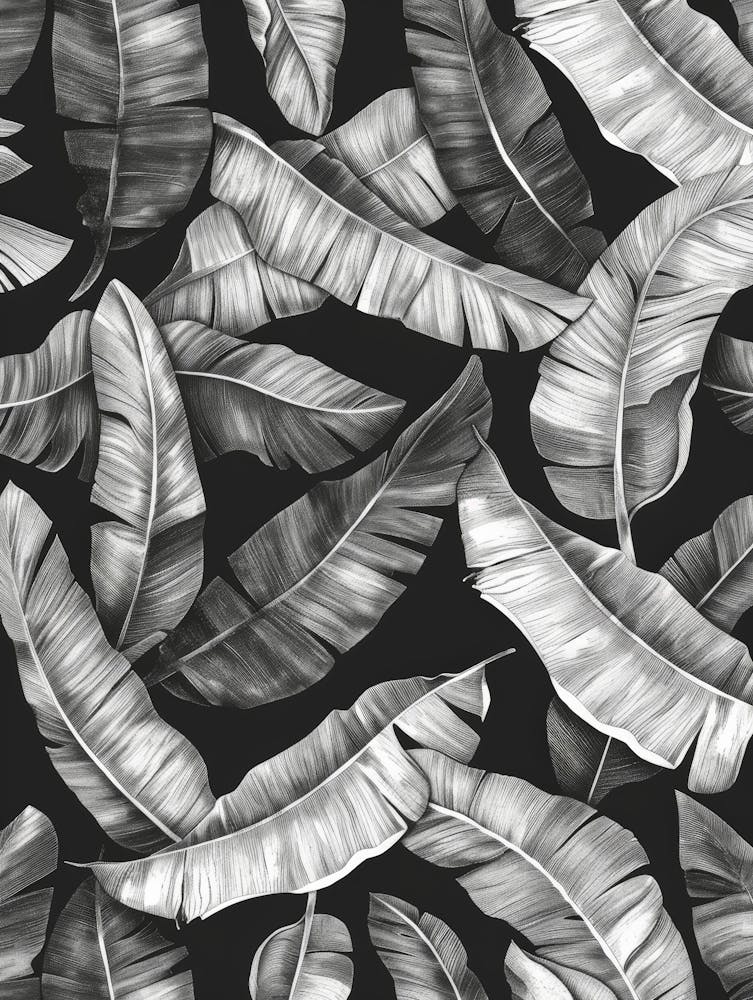 Black And White Banana Leaves 2