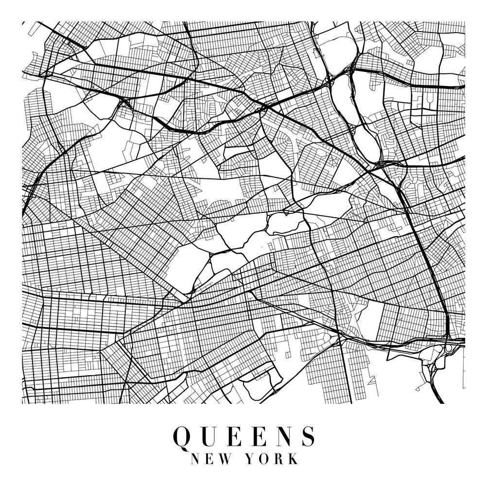 Queens New York Street Map Minimal Square