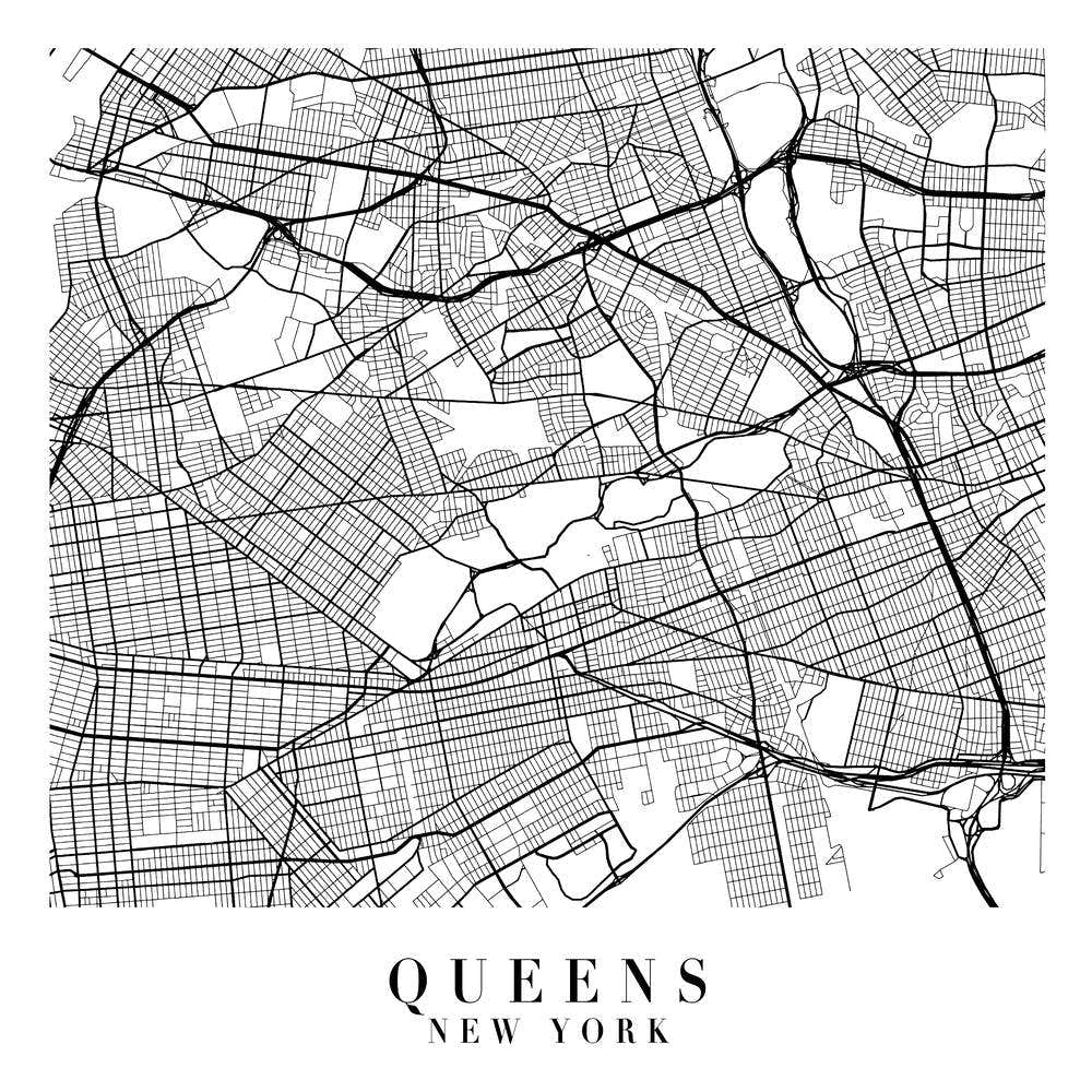 Queens New York Street Map Minimal Square