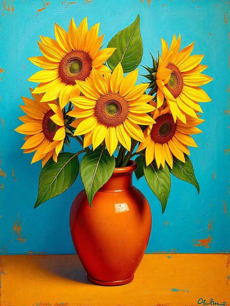 Sunflowers On Blue, Van Gogh (5)