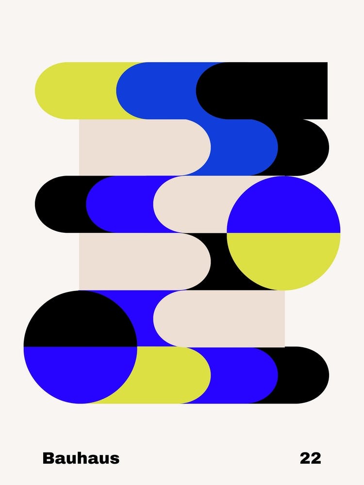 Geometric Bauhaus Poster Electric Blue 22