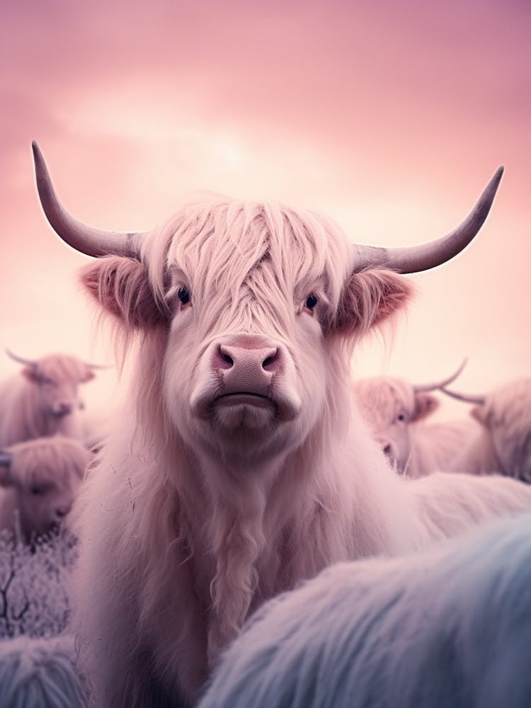 Pink Highland Cow Gradient