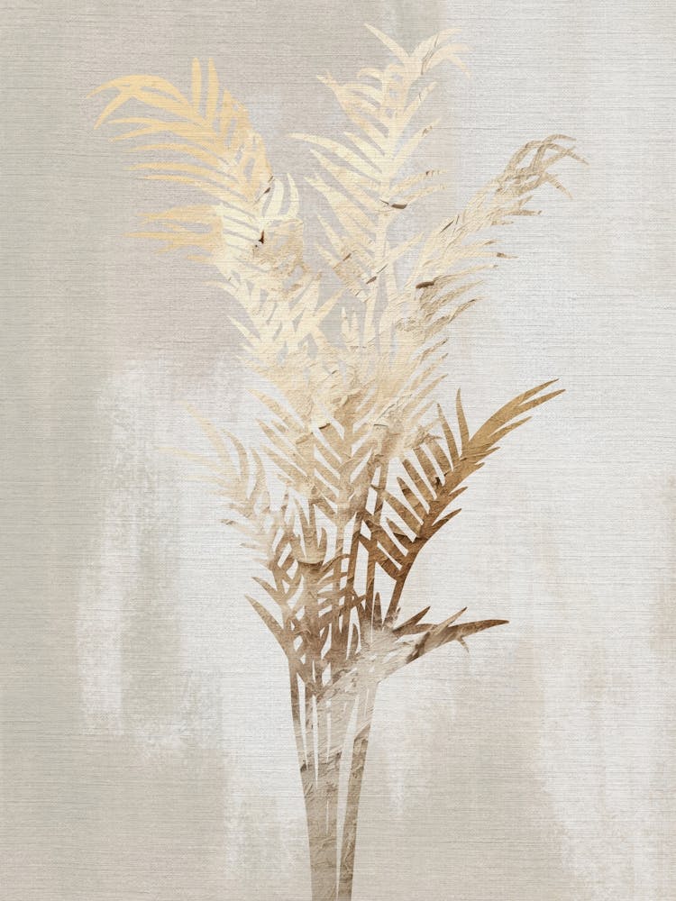 Œuvre d'Art Abstraite Palmier Or et Beige
