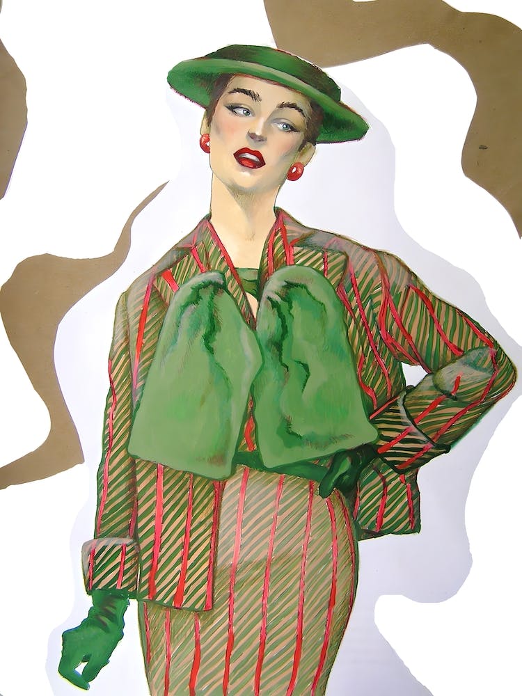 1950s Woman In Green Hat