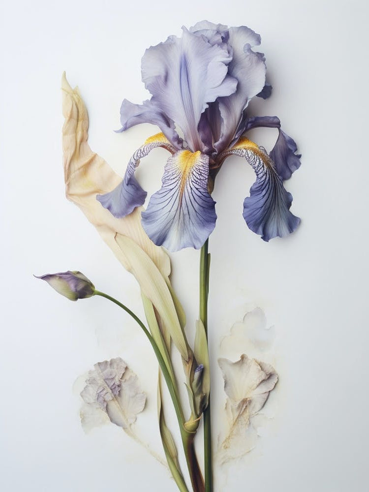 Pressed Wildflower Botanical Art Iris 1
