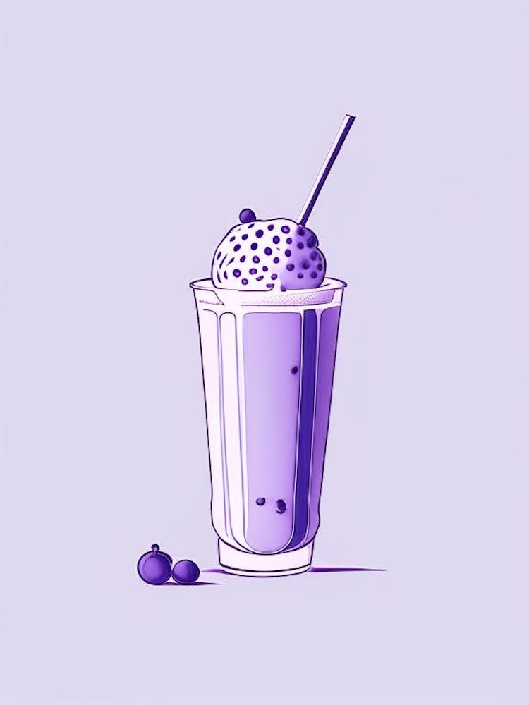 Blueberry Milkshake Dairy Food Minimal Line Drawing 3