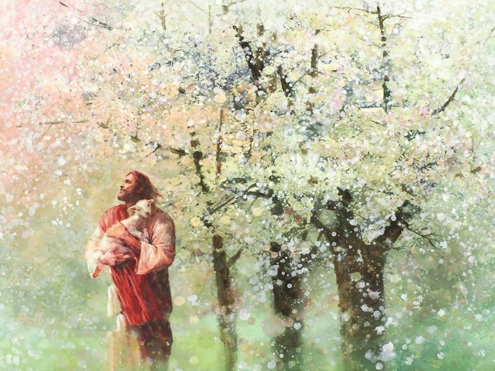 Dreaming For Spring, Jesus Christ And Lamb, Christ Will Save The Lamb, Christian Wall Art, Jesus Painting, Christian Painting, Lds Art Svg
