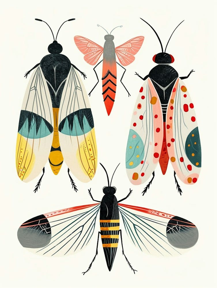 Colourful Insect Illustration Whitefly 3