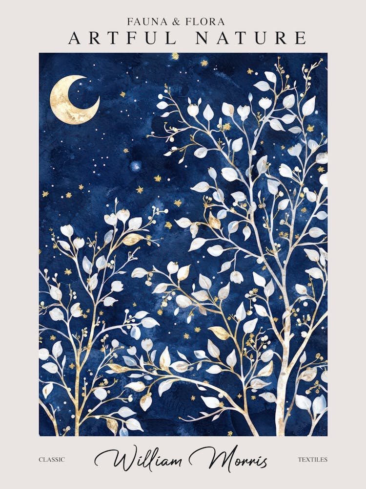 William Morris Night Moon And Stars Botanical Exhibition