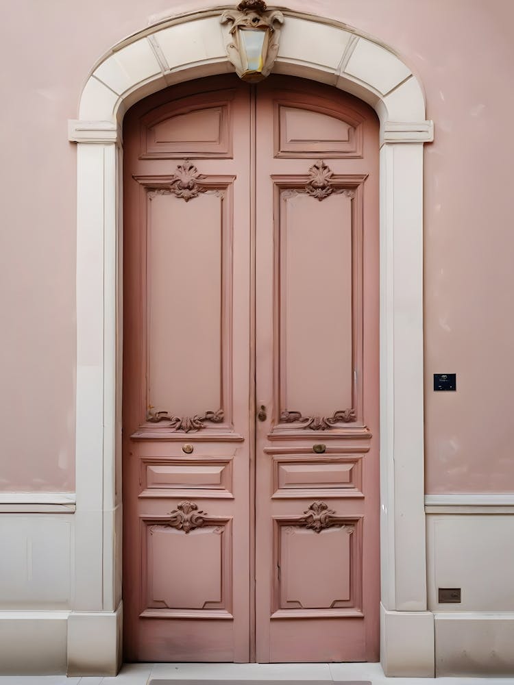 Pink Aesthetic Parisian Door Photography