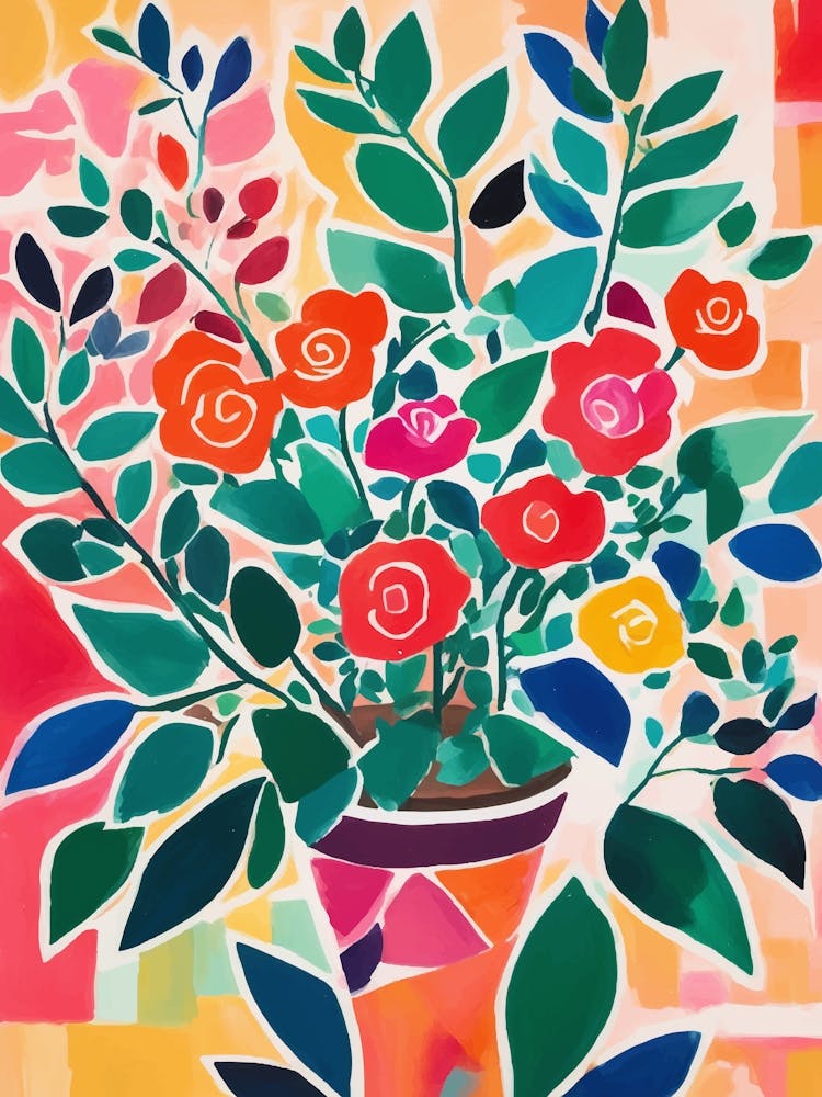 Cheerful Roses In A Vase