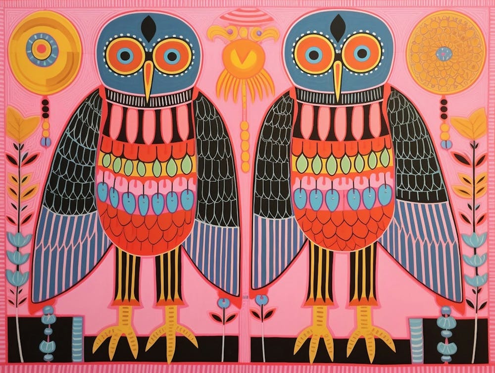 Hawk 3 Folk Style Animal Illustration