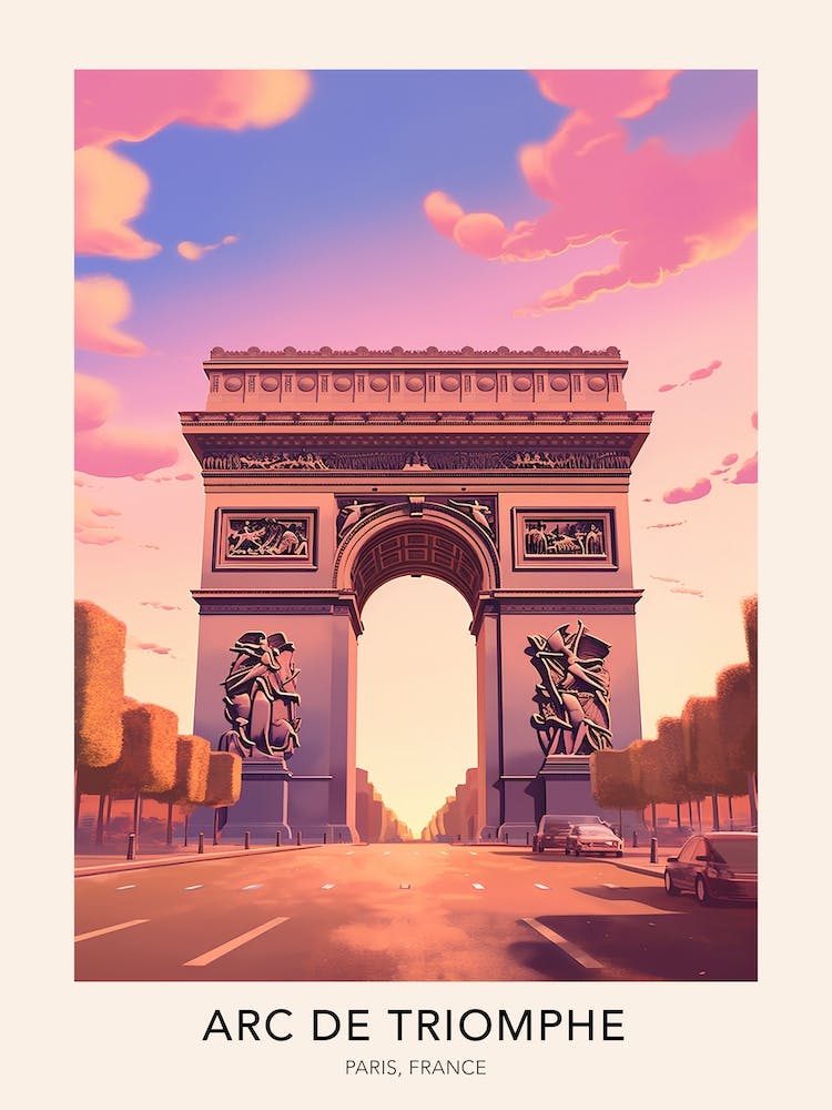 Arc De Triomphe Paris France Travel Poster