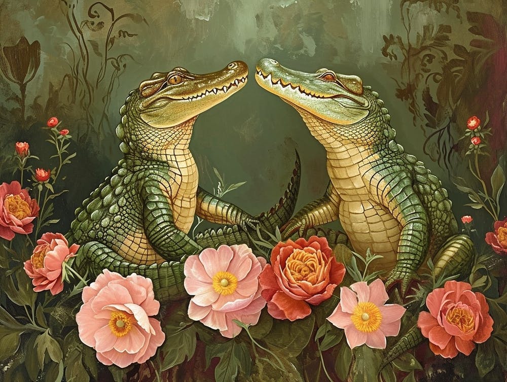 Florale Tierillustration Krokodil 3