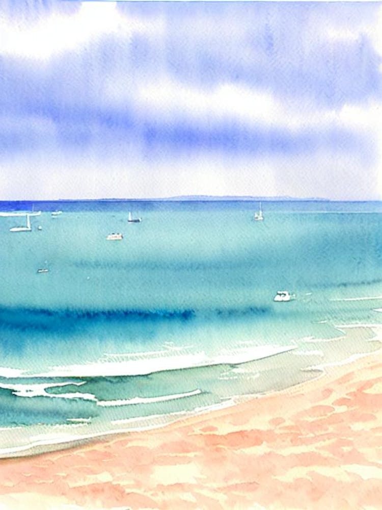 Porthcurno Beach 3, Cornwall Watercolour
