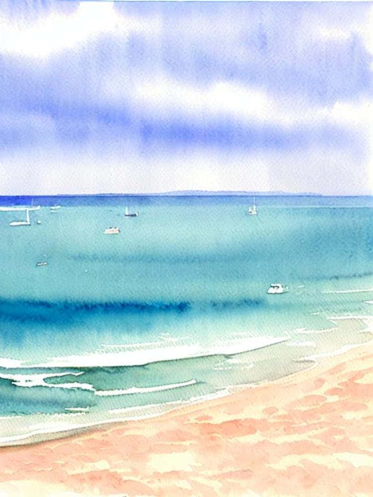 Porthcurno Beach 3, Cornwall Watercolour