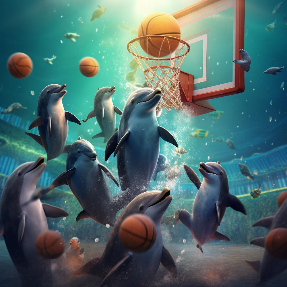 Dolphins Playing Basketball