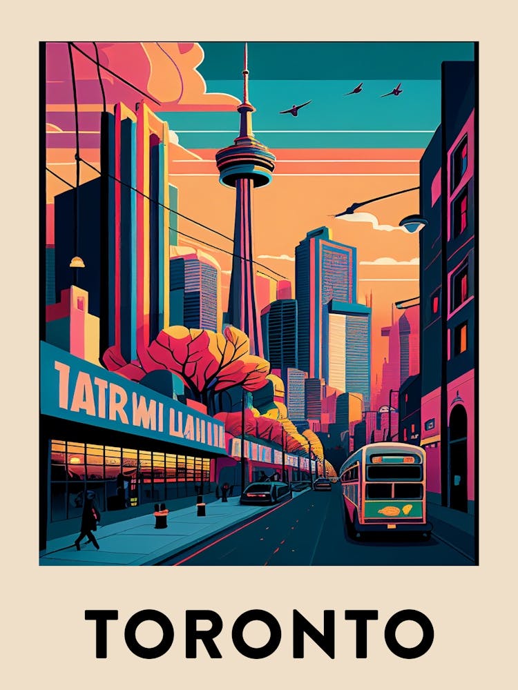 Toronto 3 Vintage Travel Poster