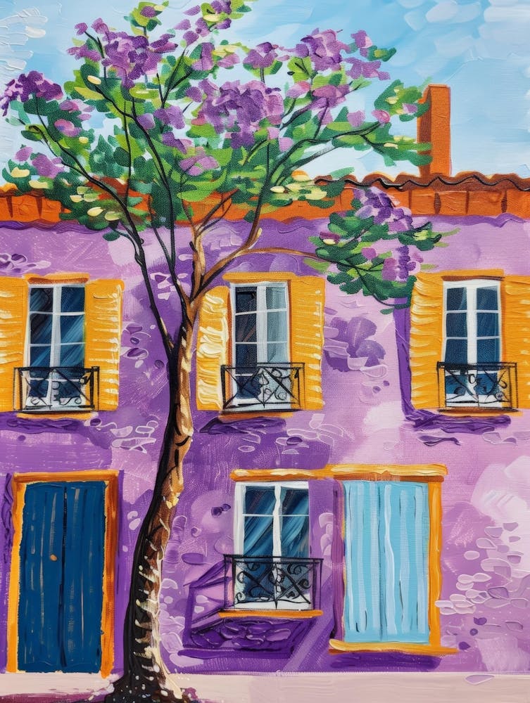 Purple House With Tree