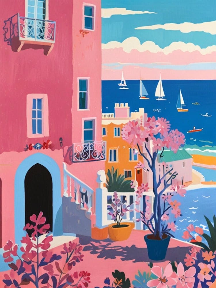Pink Houses On The Beach