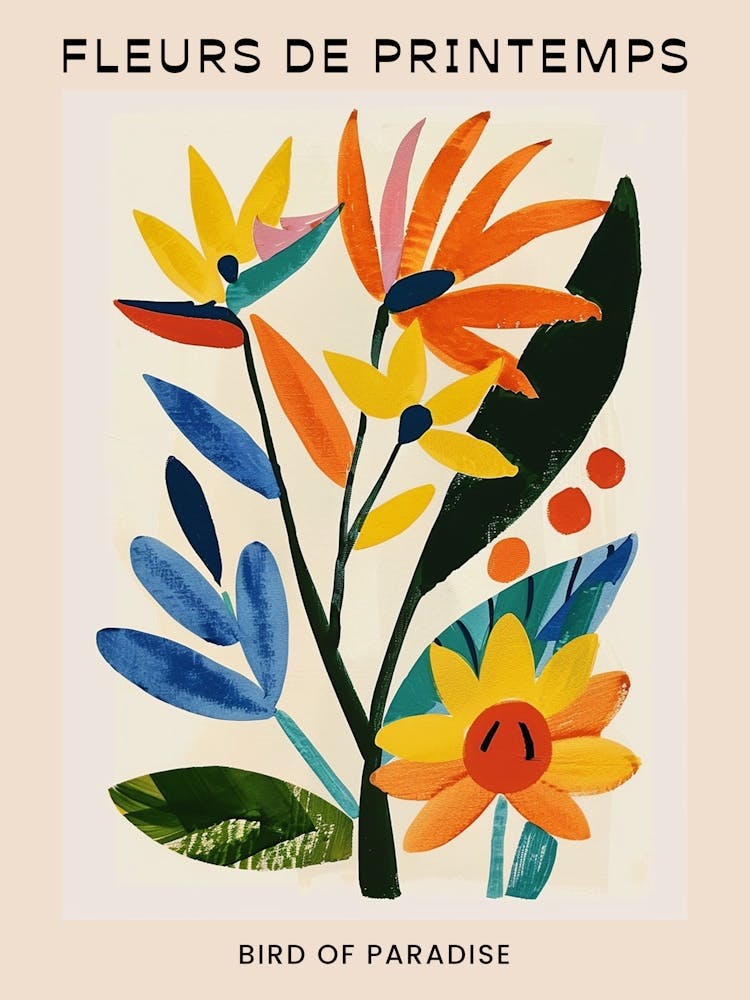 Spring Floral French Poster  Bird Of Paradise 1