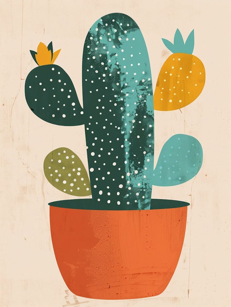 Nadelkissenkaktus Minimalistische Abstrakte Illustration 3