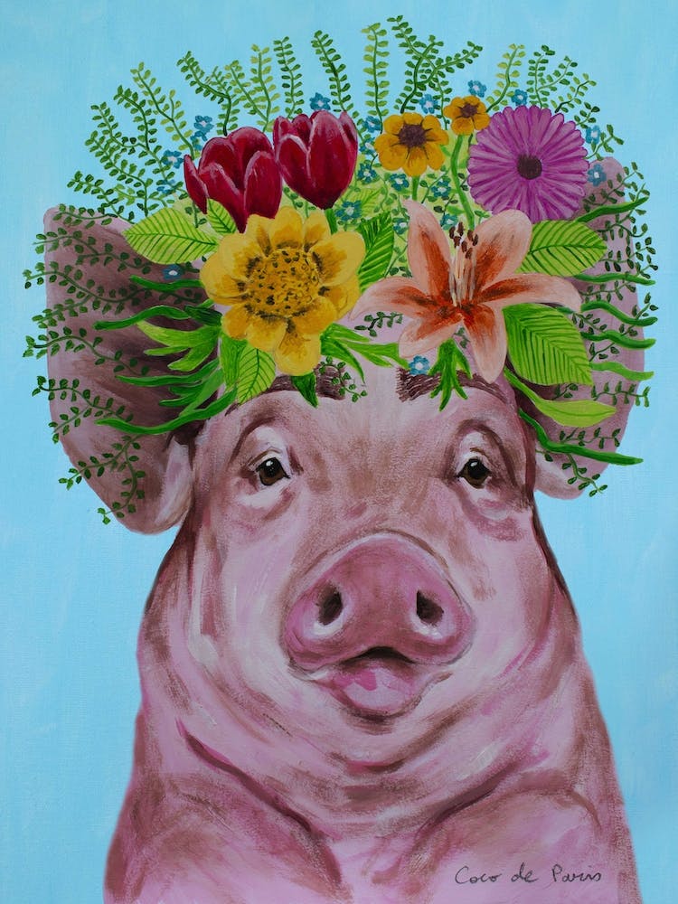 Frida Kahlo Pig Blue & Pink 1